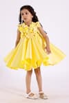 JANYAS CLOSET_Yellow Exquisite Satin Silk Solid Bow Twirly Embellished Dress_Online_at_Aza_Fashions
