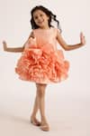 Buy_JANYAS CLOSET_Peach Taffeta Silk Solid Ruffles Dream Dress _at_Aza_Fashions