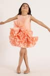 Buy_JANYAS CLOSET_Peach Taffeta Silk Solid Ruffles Dream Dress _Online_at_Aza_Fashions