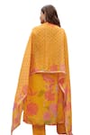 Buy_KARAJ JAIPUR_Yellow Kurta And Dupatta Organza Printed Botanical Mandarin Collar Set_Online_at_Aza_Fashions