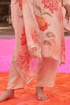 Shop_KARAJ JAIPUR_Cream Kurta Crepe Printed Floral Mandarin Collar Straight Set_Online_at_Aza_Fashions
