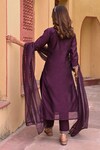 Shop_KARAJ JAIPUR_Purple Kurta Chanderi Embroidery Gota Patti Round Neck Pant Set_at_Aza_Fashions