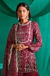 Shop_Mustard Moon by Neyha and Vrinda_Purple Kurta And Dupatta Georgette Embroidery Sequins Round Short Sharara Set _Online_at_Aza_Fashions