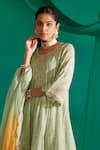 Shop_Mustard Moon By Neyha And Vrinda_Green Georgette, Satin Embroidery, Mirrors Mukaish A-line Kurta And Salwar Set _Online_at_Aza_Fashions