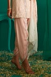 Mustard Moon by Neyha and Vrinda_Pink Kurta Georgette Embroidery Mirror Round Neck Short And Dhoti Pant Set _at_Aza_Fashions