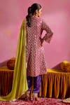 Mustard Moon by Neyha and Vrinda_Pink Georgette Embroidered Sequin Notched Kurta Salwar Set _Online_at_Aza_Fashions