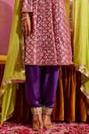 Buy_Mustard Moon by Neyha and Vrinda_Pink Georgette Embroidered Sequin Notched Kurta Salwar Set _Online_at_Aza_Fashions