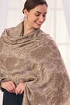 Buy_Taroob_Beige Darbar Pattern Shawl _Online_at_Aza_Fashions