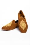 Buy_ANIKET GUPTA_Yellow Floral Motif Hukum Work Shoes _at_Aza_Fashions