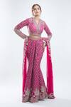 Buy_Ridhi Mehra_Pink Embroidery Sequin V Neck Work Fishcut Lehenga Set _at_Aza_Fashions