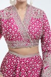 Ridhi Mehra_Pink Embroidery Sequin V Neck Work Fishcut Lehenga Set _Online_at_Aza_Fashions