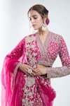 Buy_Ridhi Mehra_Pink Embroidery Sequin V Neck Work Fishcut Lehenga Set 