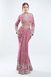 Shop_Ridhi Mehra_Pink Embroidery Sequin V Neck Work Fishcut Lehenga Set 