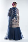 Shop_Ridhi Mehra_Blue Embroidery Sequin Round Neck Kudi Floral Kurta Skirt Set _at_Aza_Fashions