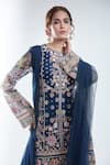 Buy_Ridhi Mehra_Blue Embroidery Sequin Round Neck Kudi Floral Kurta Skirt Set _Online_at_Aza_Fashions