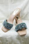 Buy_Foot Fuel_Green Crystals, Beads, Embroidery Thread And Embellished Heels _at_Aza_Fashions