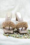 Buy_Foot Fuel_Brown Crystals, Beads And Studded Heels _at_Aza_Fashions