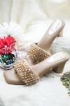 Shop_Foot Fuel_Brown Crystals, Beads And Studded Heels _at_Aza_Fashions