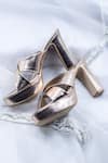 Foot Fuel Rose Gold Criss Cross Block Heels at Aza Fashions Foot Fuel_Rose Gold Criss Cross Block Heels _at_Aza_Fashions