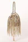 Buy_Born Flash_Gold Stainless Steel Silk Elegance Chain Multi-tassel Potli _Online_at_Aza_Fashions