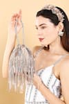 Born Flash_Silver Stainless Steel Silk Opulence Multi-tassel Chain Potli _Online_at_Aza_Fashions