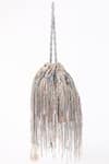 Shop_Born Flash_Silver Stainless Steel Silk Opulence Multi-tassel Chain Potli _at_Aza_Fashions