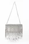 Shop_Born Flash_Silver Stainless Steel Splendor Chain Tasselled Bag _at_Aza_Fashions