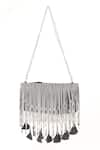 Shop_Born Flash_Silver Stainless Steel Tassel Glam Chain Bag _at_Aza_Fashions