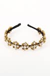 Born Flash_Gold Crystal Shimmer Bead Embellished Hairband _Online_at_Aza_Fashions