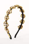 Born Flash_Gold Crystal Shimmer Bead Embellished Hairband _at_Aza_Fashions