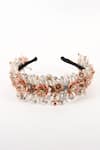 Shop_Born Flash_Peach Crystal Rose Sequin Embellished Hairband _at_Aza_Fashions