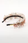 Born Flash_Peach Crystal Rose Sequin Embellished Hairband _Online_at_Aza_Fashions