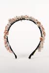 Buy_Born Flash_Peach Crystal Rose Sequin Embellished Hairband _Online_at_Aza_Fashions