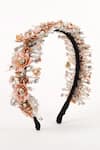 Shop_Born Flash_Peach Crystal Rose Sequin Embellished Hairband _Online_at_Aza_Fashions