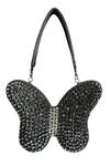 Buy_Oceana Clutches_Black Embellished Rhinestone Butterfly Bag _at_Aza_Fashions