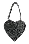 Buy_Oceana Clutches_Black Embellished Rhinestone Heart Bag _at_Aza_Fashions