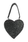 Shop_Oceana Clutches_Black Embellished Rhinestone Heart Bag _at_Aza_Fashions