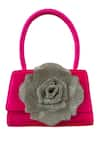 Buy_Oceana Clutches_Pink Embellished Crystal Rose Bag _at_Aza_Fashions