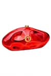 Buy_Oceana Clutches_Red Plain Shine Finish Shell Sculpted Clutch _at_Aza_Fashions