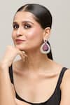 Chaotiq By Arti_White Stones Floral Studded Drop Earrings _at_Aza_Fashions
