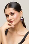 Buy_Chaotiq By Arti_White Stone Drop Geometric Earrings _at_Aza_Fashions