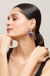 Chaotiq By Arti_White Stone Drop Geometric Earrings _at_Aza_Fashions