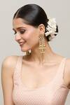 Buy_Chaotiq By Arti_Gold Plated Polki Floral Studded Tassel Earrings _at_Aza_Fashions