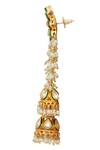 Chaotiq By Arti_Gold Plated Polki Floral Studded Tassel Earrings _Online_at_Aza_Fashions