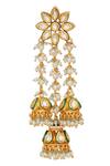 Buy_Chaotiq By Arti_Gold Plated Polki Floral Studded Tassel Earrings _Online_at_Aza_Fashions