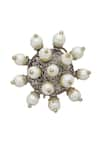 Chaotiq By Arti_White Pearl Embellished Oxidized Stud Earrings _at_Aza_Fashions