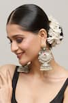 Buy_Chaotiq By Arti_White Meenakari Embellished Oxidized Jhumka Earrings _at_Aza_Fashions