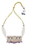 Buy_Chaotiq By Arti_White Polki Studded Antique Choker Necklace Set 