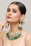 Buy_Chaotiq By Arti_Gold Plated Polki Studded Cluster Necklace Set _at_Aza_Fashions