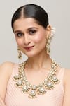 Buy_Chaotiq By Arti_Gold Plated Polki Studded Drop Pattern Necklace Set _at_Aza_Fashions